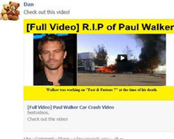 Falso vídeo do acidente de Paul Walker é usado em golpe no Face