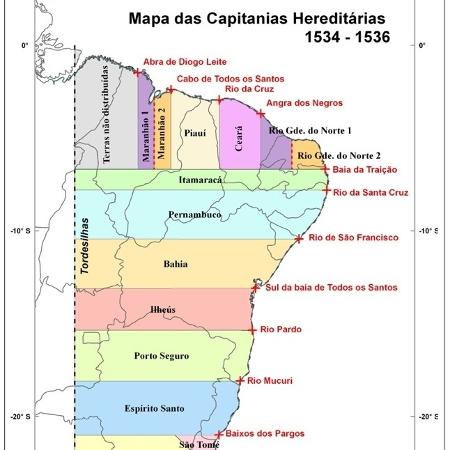 Mapa com capitanias, também usado pelo Piauí na ação Imagem: Reprodução/FENELON ROCHA