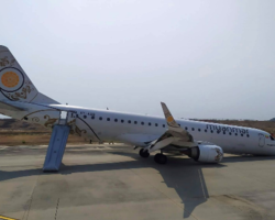 Avião da Embraer pousa sem rodas dianteiras em Mianmar