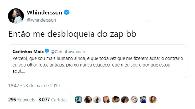  Whindersson Nunes e Carlinhos Maia trocam farpas nas redes sociais  - Imagem 4