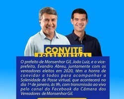 Prefeito João Luiz e vice Evandro Abreu tomam posse e população vai acompanhar via internet