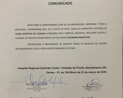 Exames dão negativos para casos suspeitos de coronavírus em Oeiras