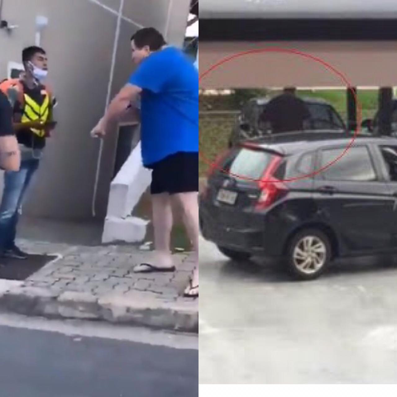 Homem que humilhou motoboy aparece em vídeo quebranco carro da vizinha - Foto: Reprodução