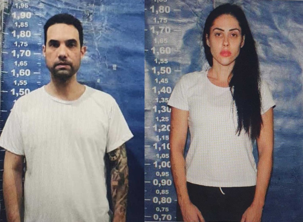 Dr. Jairinho e Monique Medeiros, em fotos feitas no ingresso do casal no sistema penitenciário — Foto: Reprodução 