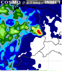 Área em vermelho, na região centro-norte do Piauí, deve ter maiores acumulados de chuva
