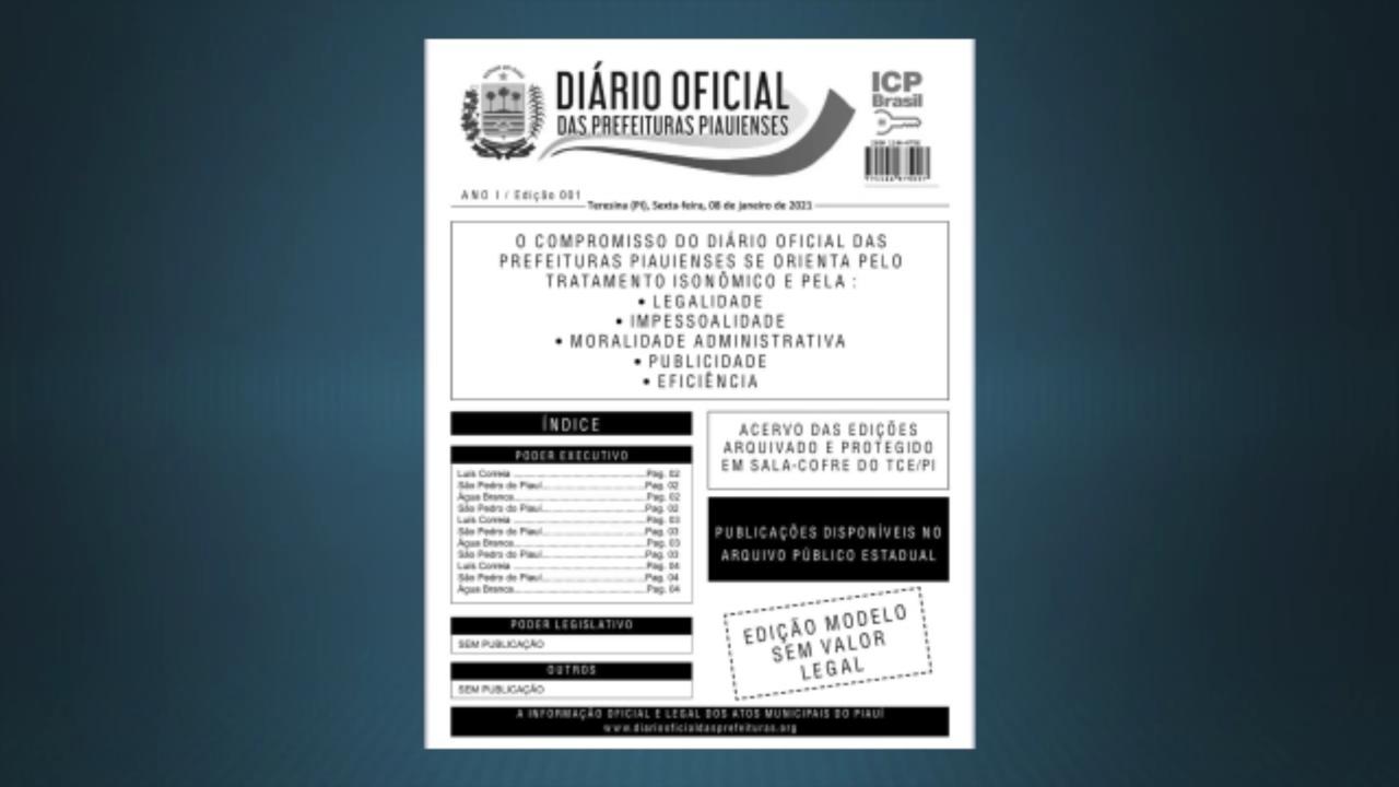 Diário Oficial das Prefeituras Piauienses terá versão imprensa e online. Imagem: Reprodução/Rede Meio Norte