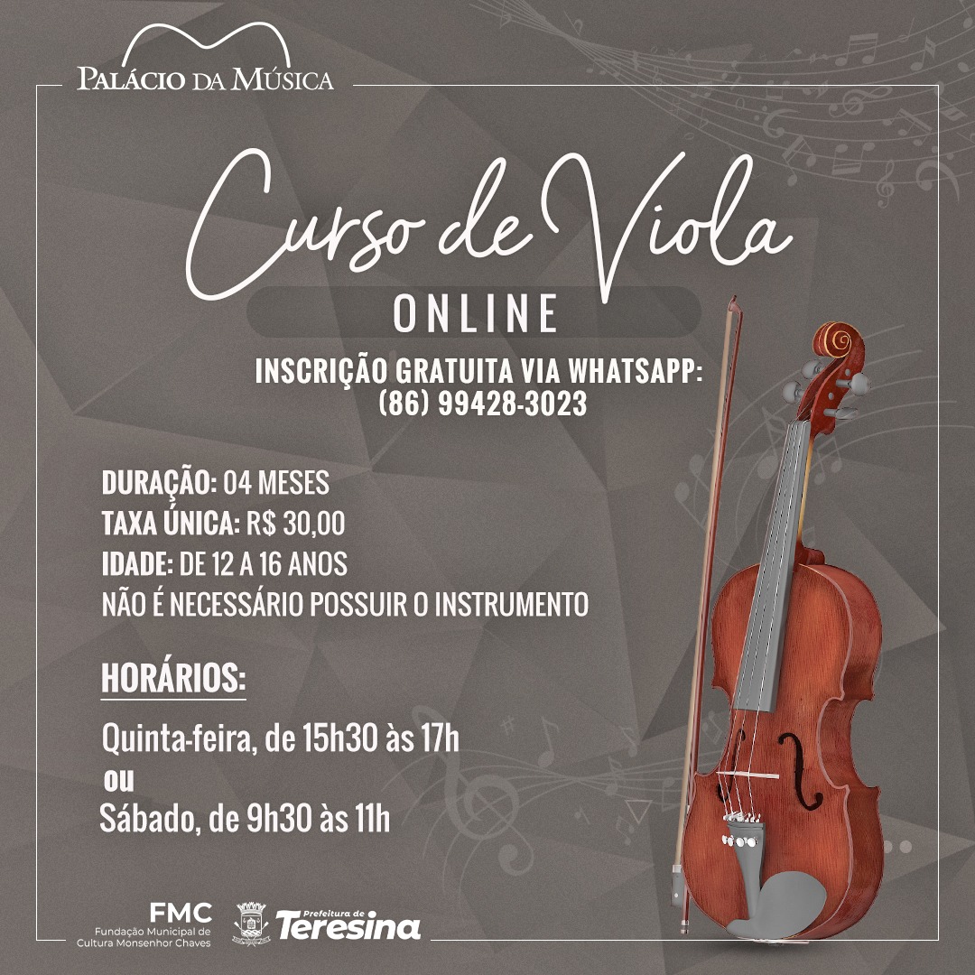 Orquestra Escola de Teresina está abrindo vagas para cursos on-line - Imagem 1