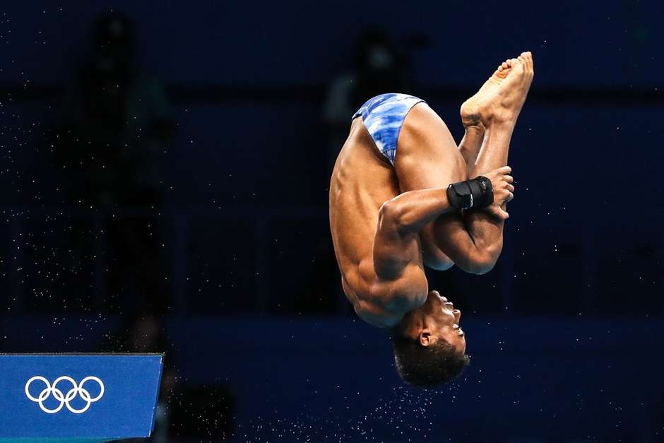 Kawan Pereira durante salto realizado nesta sexta-feira nos Jogos Olímpicos de Tóquio Wander Roberto/COB -Foto: Wander Roberto / COB