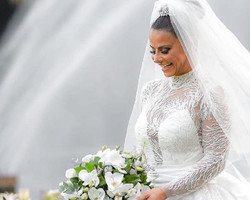Viviane Araujo usa vestido de casamento avaliado em R$ 80 mil; muito luxo