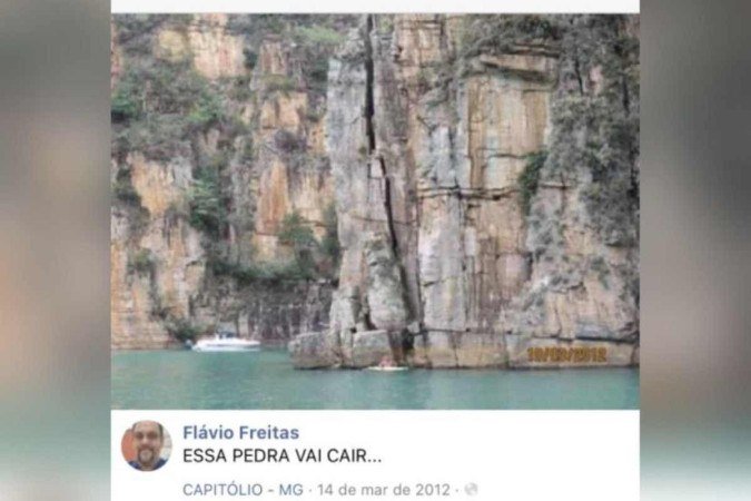 Turista ‘previu’ queda de rocha 10 anos antes do acidente- Foto: Reprodução/Redes sociais