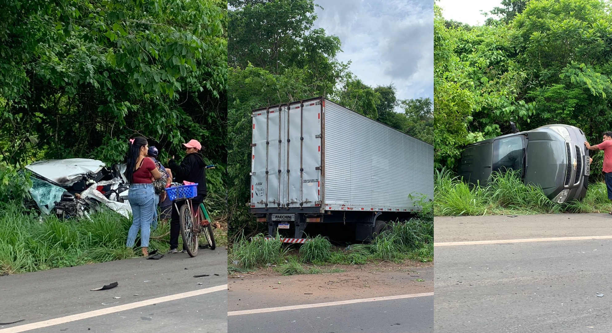 Colisão entre 3 veículos deixa um morto na BR-343 entre Altos e Teresina (Foto: Reprodução/WhatsApp)