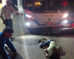 Acidente entre moto e ônibus deixa homem ferido no Norte do Piauí
