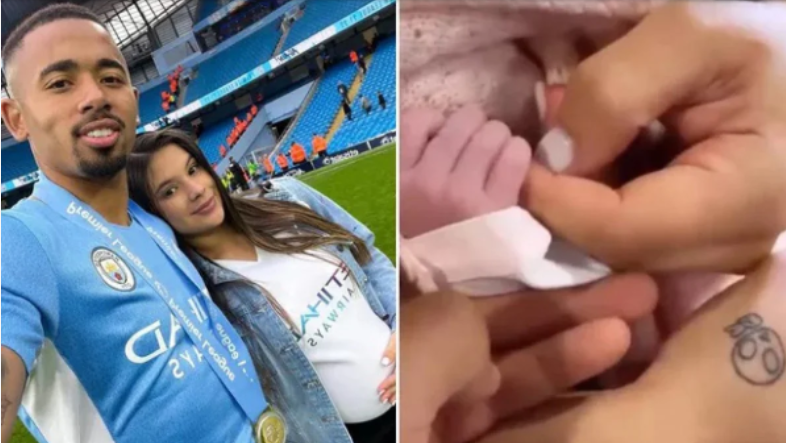 Gabriel Jesus postou foto segurando a mão da filha que nasceu ´- reprodução internet