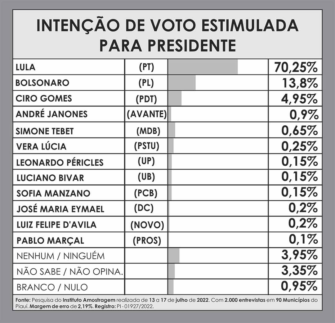 Lula lidera com 76,57% dos votos válidos no Piauí; Bolsonaro tem 15,04% - Imagem 2