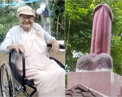 Último desejo: Vovó tem pênis gigante colocado em cima de seu túmulo