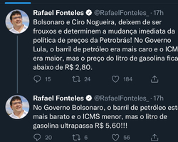 Rafael chama Bolsonaro e Ciro de “frouxos” por causa de combustíveis