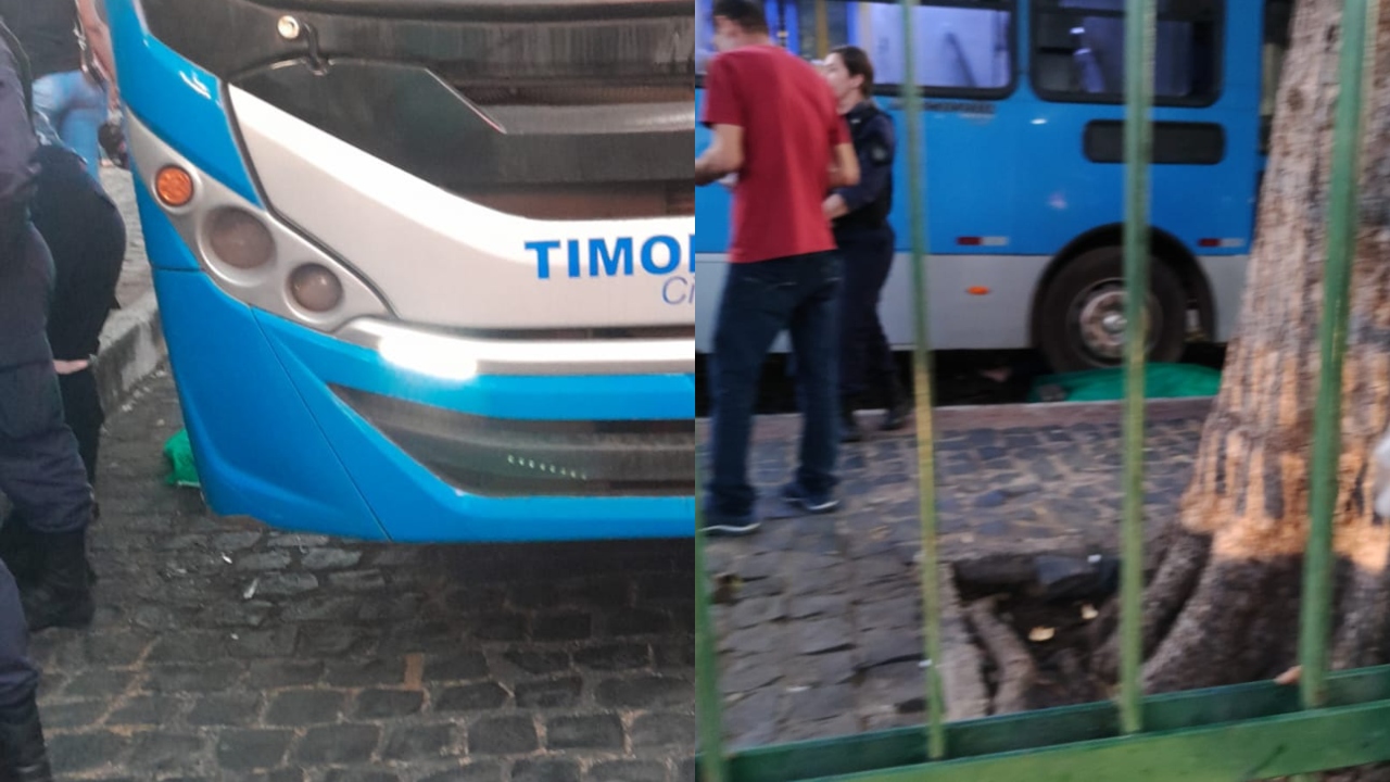 Mulher morre após ser atropelada por ônibus na praça Saraiva em Teresina (Foto: Reprodução/ WhatsApp)