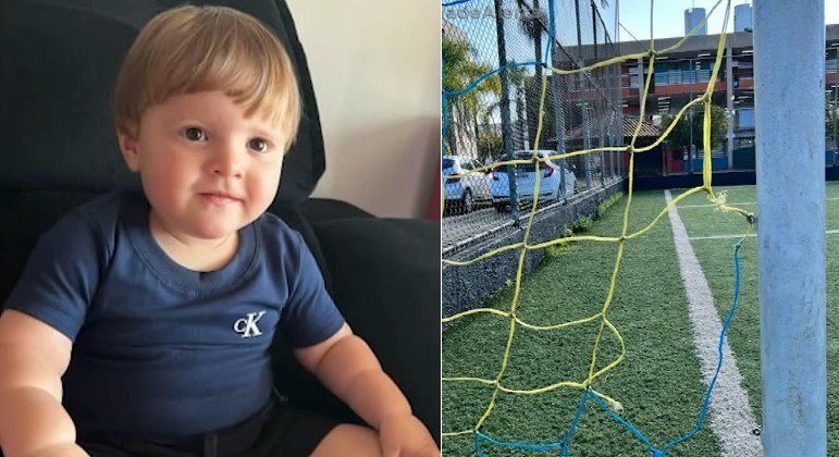 Bebê é encontrado morto com pescoço preso em rede de gol em creche (Foto: Record TV)