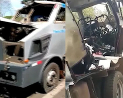 Criminosos explodem carro forte na BR-316 em Caxias, no Maranhão
