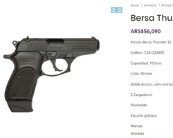 Arma usada em atentado contra Cristina Kirchner é vendida por R$ 2 mil 