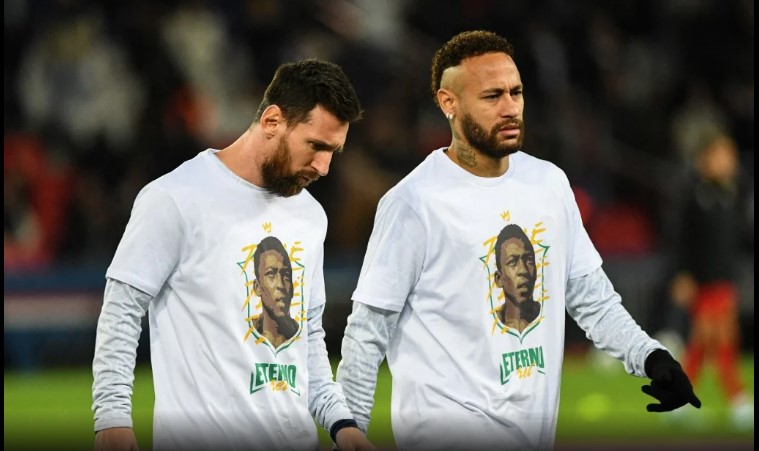 Messi e Neymar em homenagem a Pelé - Bertrand GUAY AFP