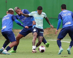Palmeiras vence 1º jogo-treino de sábado com gol do aniversariante Dudu