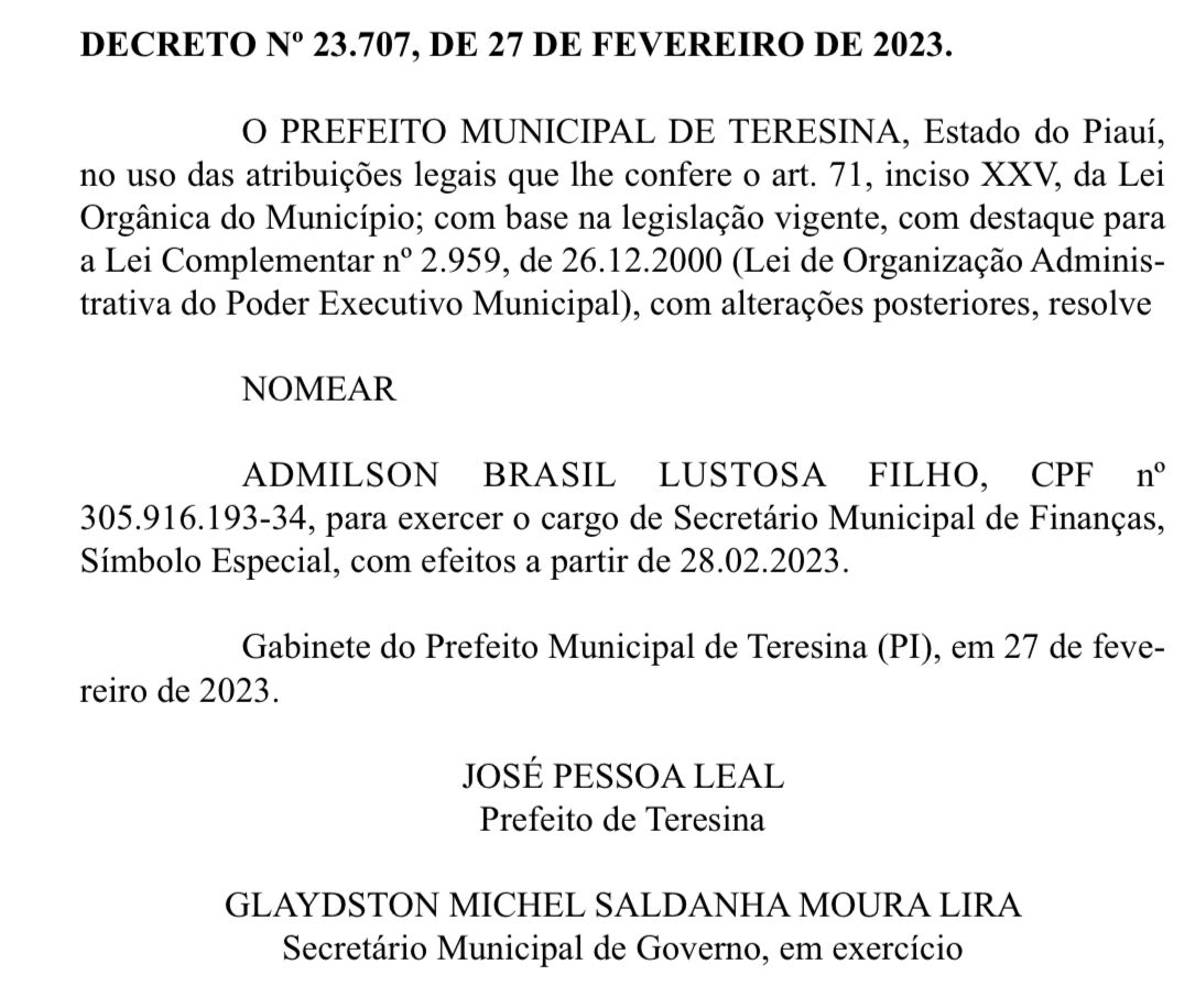 Nomeação de Admison Brasil