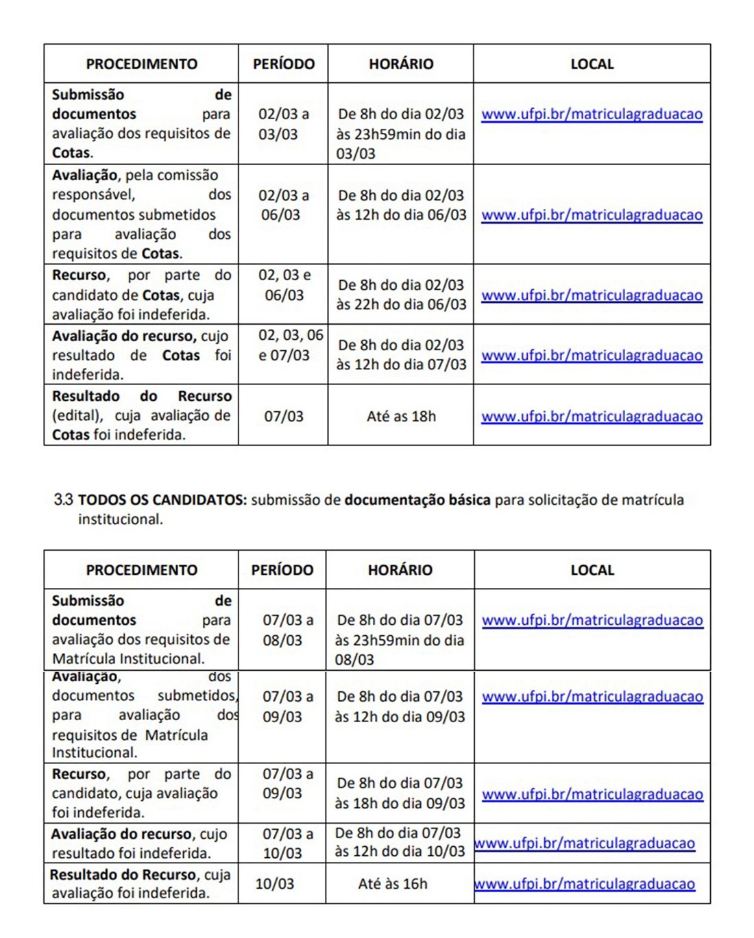 UFPI divulga cronograma de matrículas da Chamada Regular do SISU 2023.1 - Imagem 1