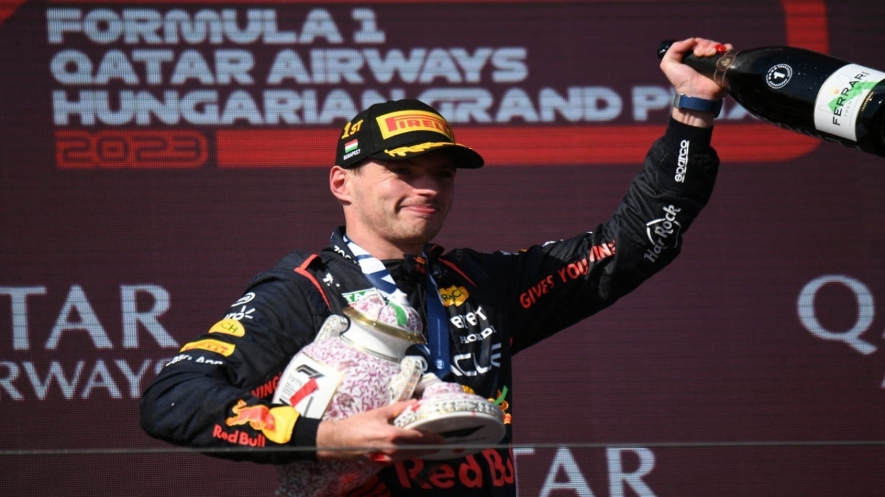 Verstappen wins the Hungarian Grand Prix with a broken cup  sports