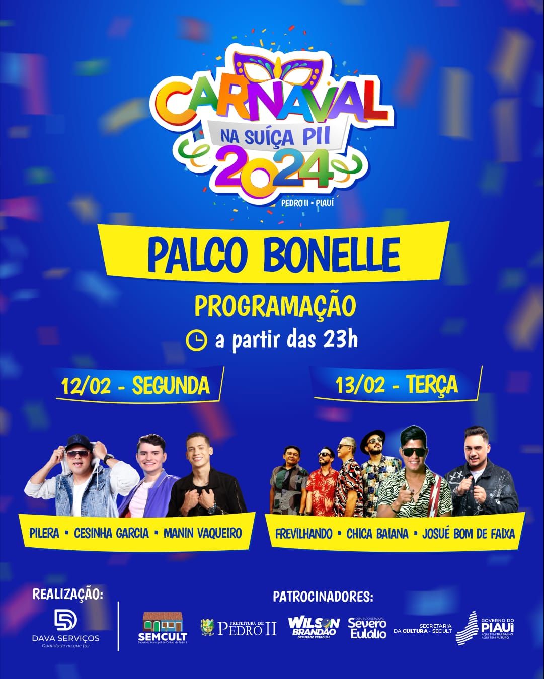 Prefeitura de Pedro II divulga programação do carnaval 2024